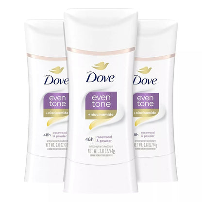 Dove Even Tone Antiperspirant Deodorant for Uneven Skin Tone – Rosewood & Powder, 2.6 oz (3 Count)
