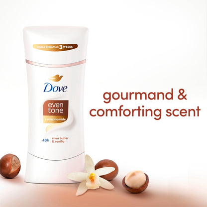 Dove Even Tone Shea Butter & Vanilla Antiperspirant Stick – 3 Pack, 48h Protection