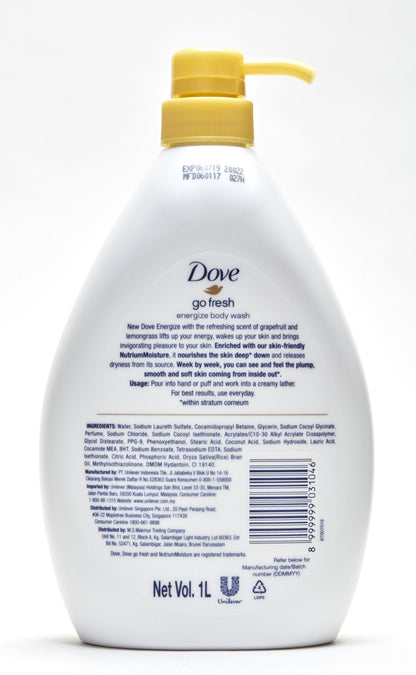 Dove Go Fresh Energize Body Wash – Grapefruit & Lemongrass, 33.8 oz / 1 L (International Version)