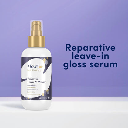 Dove Hair Therapy Brilliant Gloss & Repair with Ceramide – Shine & Repair Leave-In Serum, 2 x 5.5 fl oz