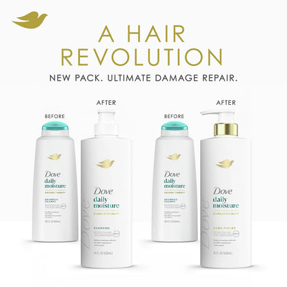 Dove Daily Moisture Shampoo & Conditioner Set with Hyaluronic & 10-in-1 Serum Mask — Deep Hydration for Dry Hair (3-Piece)