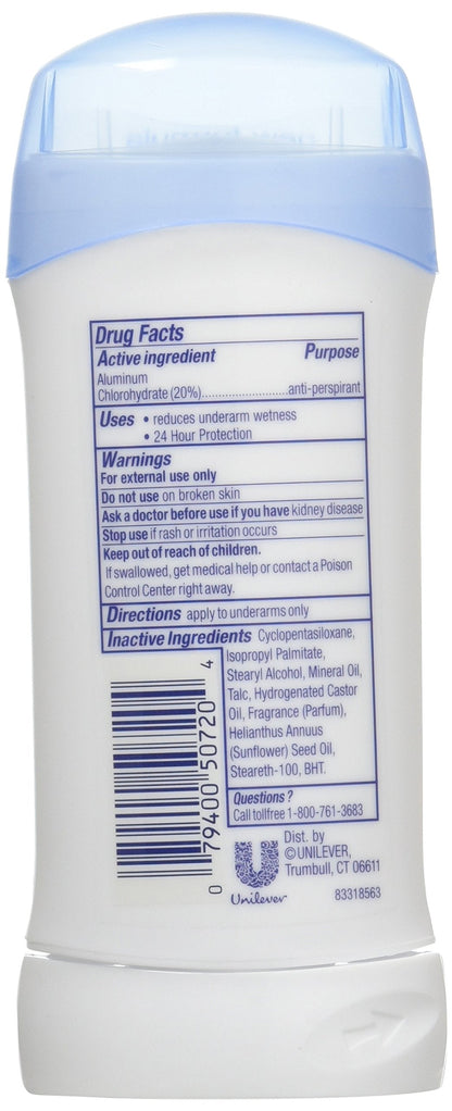 Dove Invisible Solid Deodorant 2.6 oz (76 ml) - 6 Pack, 24-Hour Protection