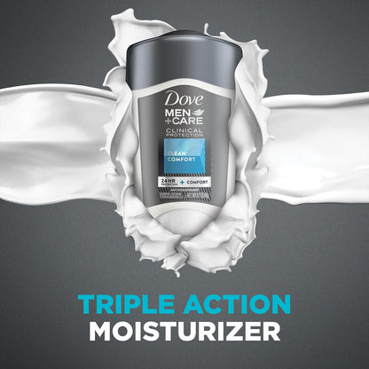 Dove Men+Care Deodorant 96H Clinical Protection Antiperspirant, Clean Comfort – 6-Pack