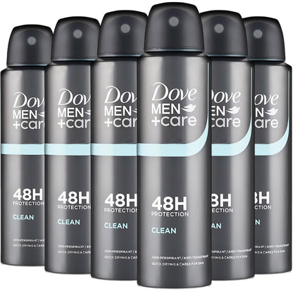 Dove Men+Care Classic Antiperspirant Spray – 6-Pack, 48-Hour Sweat & Odor Protection