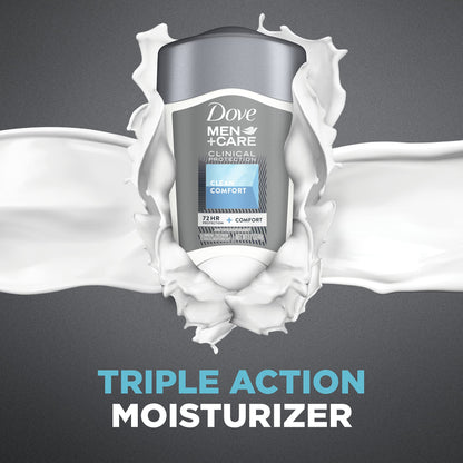 Dove Men+Care Clinical Protection Clean Comfort Antiperspirant Stick – 72-Hour Sweat & Odor Protection (3 x 1.7 oz)