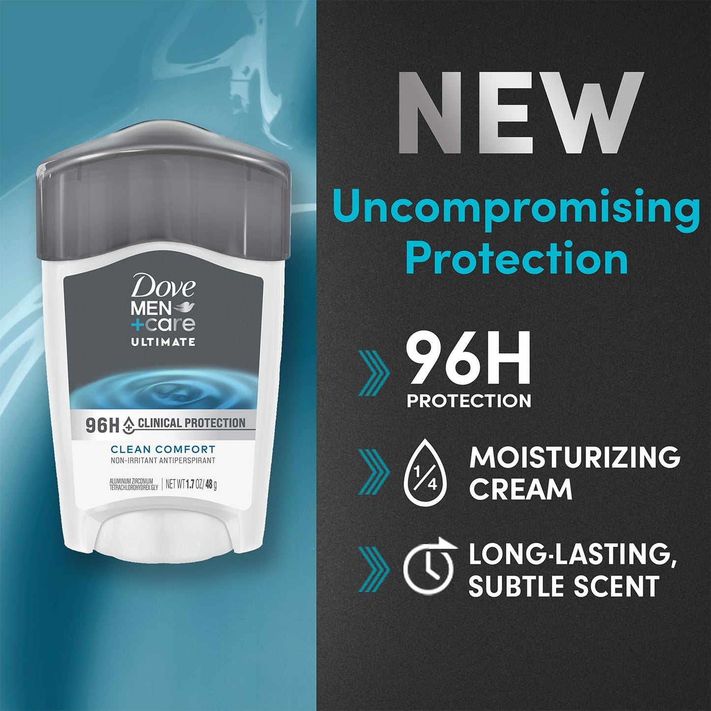 Dove Men+Care Deodorant 96H Clinical Protection Antiperspirant – Clean Comfort 3-Pack (1.7 oz Each)