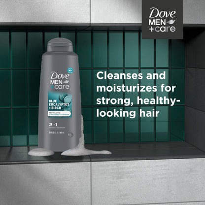 DOVE MEN + CARE 2 in 1 Shampoo Conditioner Body Wash Eucalyptus + Birch – 3 Count (20.4 oz each)