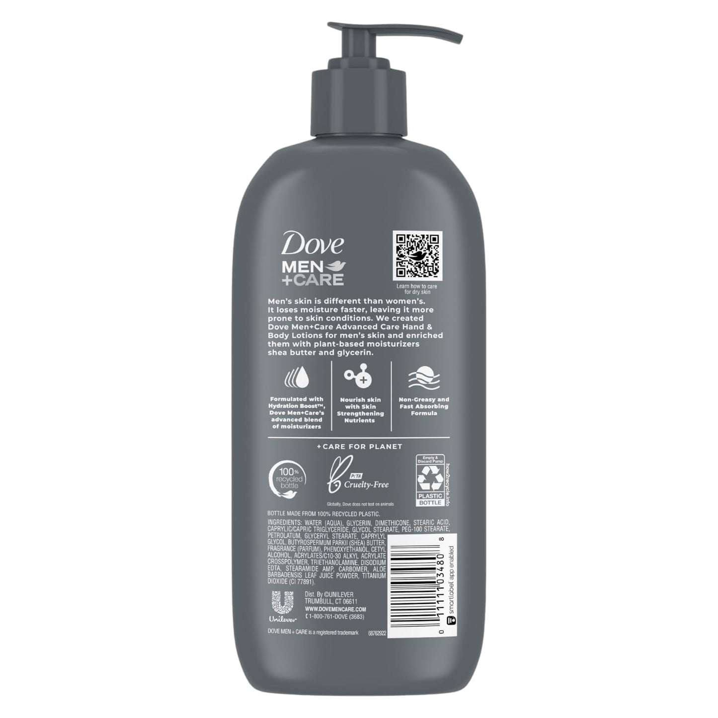 Dove Men+Care Hand & Body Lotion Value Pack – Sensitive Skin Calming Formula with Shea Butter & Aloe, 2 x 13.5 fl oz