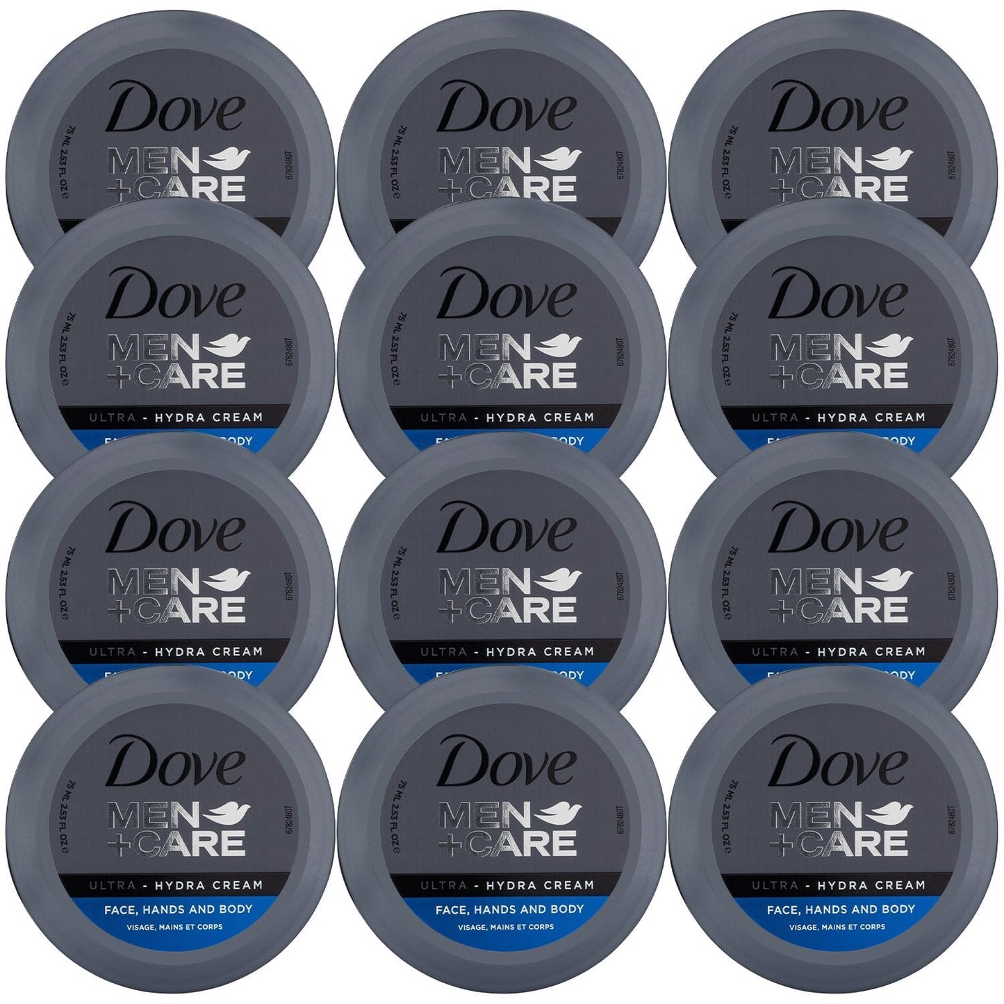Dove Men+Care Ultra Hydra Cream Lotion – 3-in-1 for Face, Hands & Body (2.53 fl oz) – Pack of 12