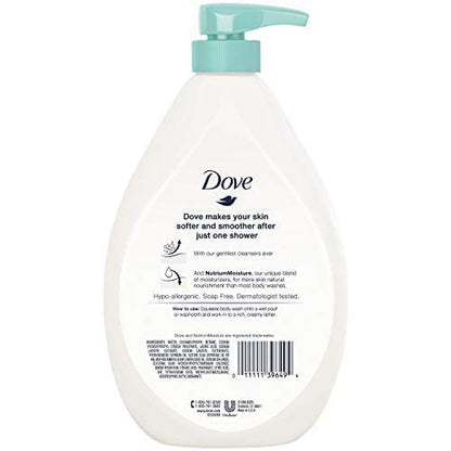 Dove Sensitive Skin Body Wash Pump – NutriumMoisture, Soap-Free, 34 fl oz (2 Pack)