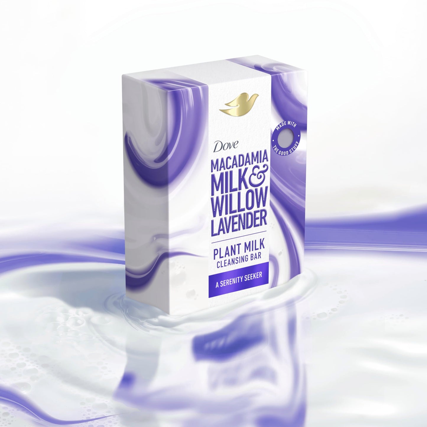 Dove Plant Milk Cleansing Bar with Macadamia Milk & Willow Lavender – Serenity Seeker (4 Count)