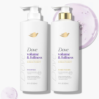Dove Shampoo & Conditioner Set – Volume & Fullness with Collagen, 18 oz Each | Daily Volumizing Hair Care