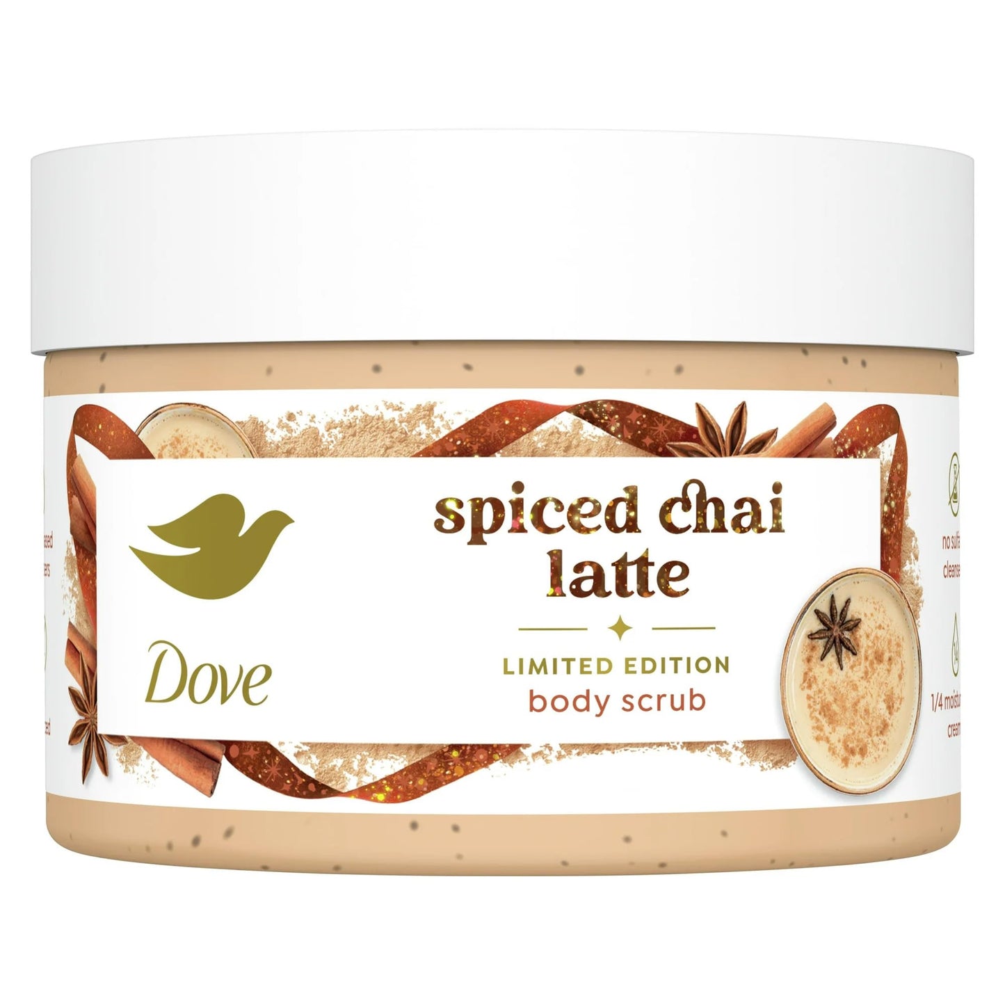 Dove Exfoliating Body Scrub – Spiced Chai Latte, 10.5 oz | Nourishing ¼ Cream