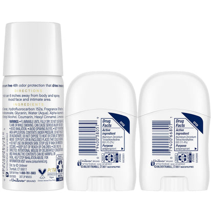 Dove Travel Deodorant for Women Variety 3-Pack – Advanced Care Invisible, Cool Essentials Mini, Cucumber & Green Tea Spray