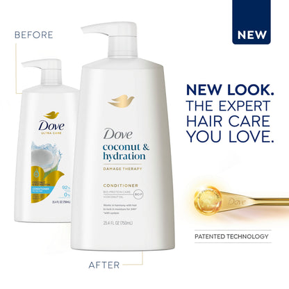 Dove Ultra Care Coconut & Hydration Conditioner for Dry Hair – Nourishes with Coconut, Jojoba & Sweet Almond Oils
