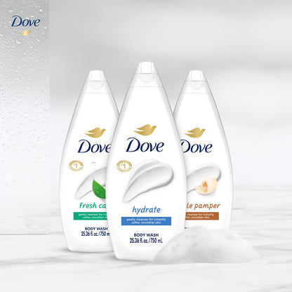 Dove Body Wash Value-Size 3-Pack – Hydrate, Fresh Care & Gentle Pamper, 25.36 oz Each