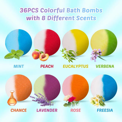 DOVIPE Kids Bath Bombs with Toy Inside – 36 Pcs Glow-in-the-Dark Surprise Bath Bomb Gift Set