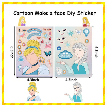 Dovipta Cute Princesses Stickers – 24 Sheets Princess Face DIY Sticker Pack