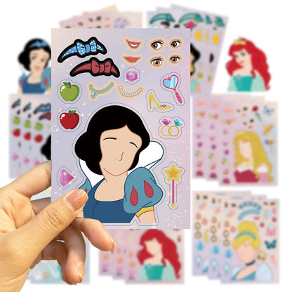 Dovipta Cute Princesses Stickers – 24 Sheets Princess Face DIY Sticker Pack