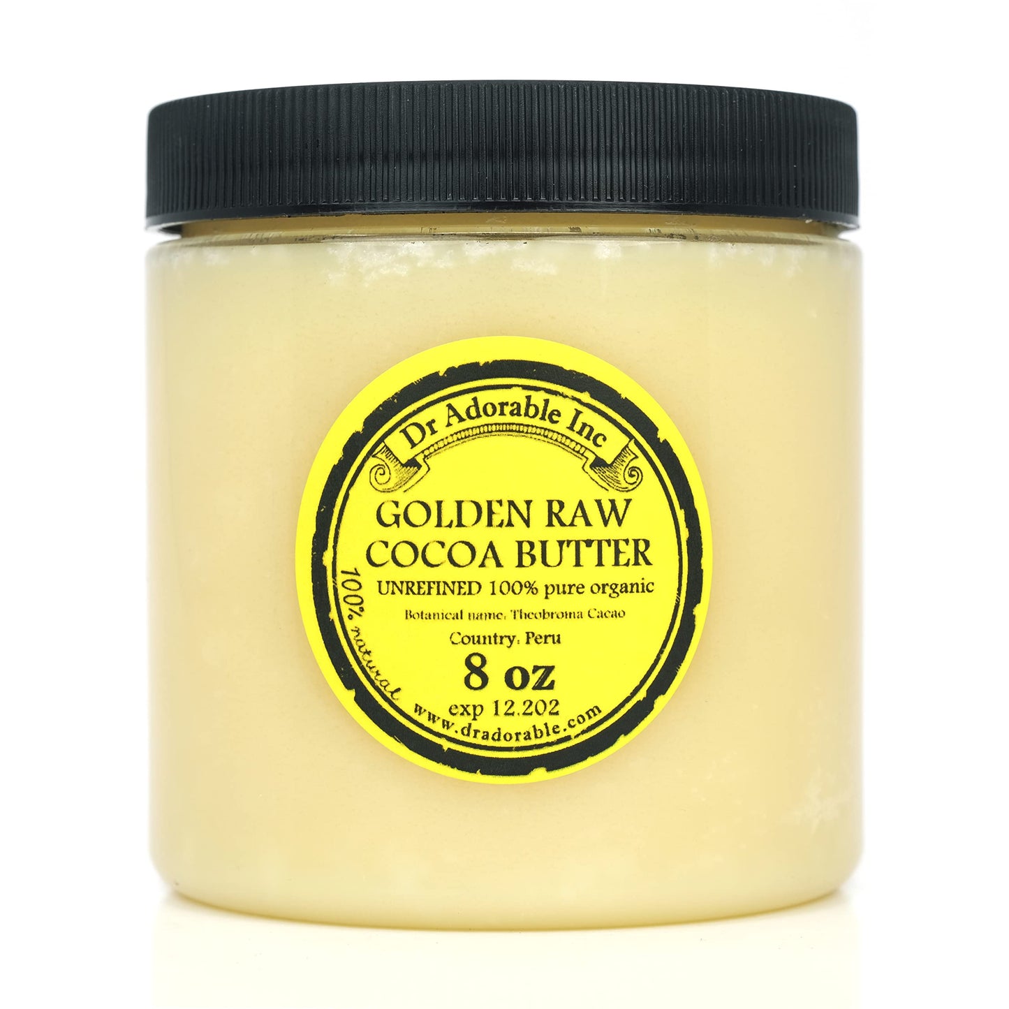 Dr Adorable - 8 oz Golden Cocoa Butter | Pure Unrefined Organic Raw Prime Pressed