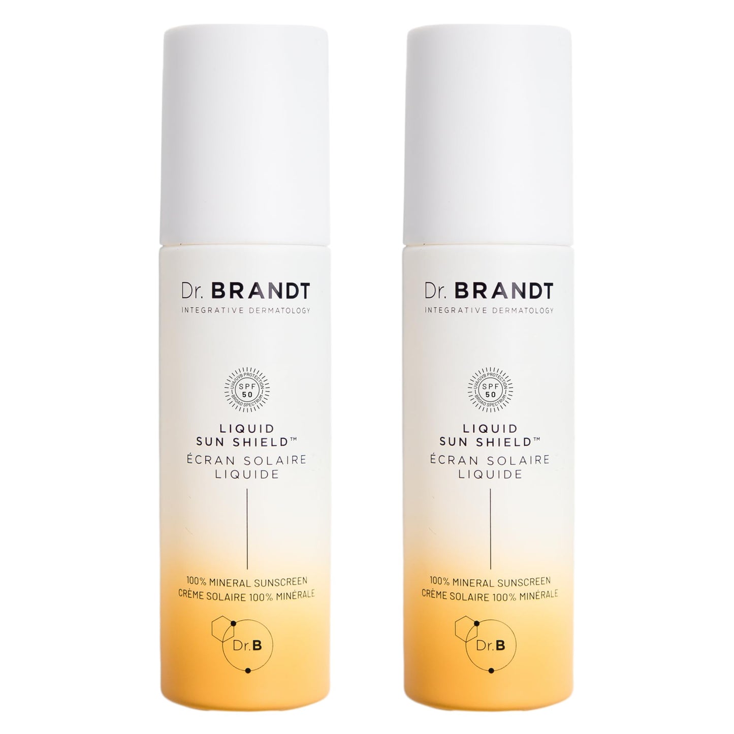 Dr. Brandt Bright This Way Liquid Sun Shield SPF 50 — 100% Mineral, Invisible Finish, 2 × 1.7 oz