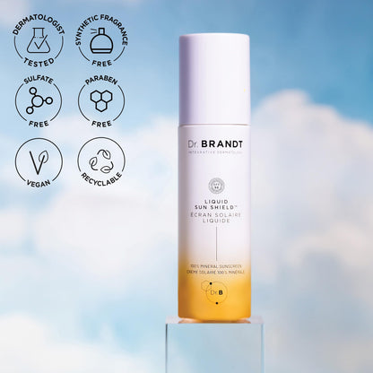 Dr. Brandt Bright This Way Liquid Sun Shield SPF 50 — 100% Mineral, Invisible Finish, 2 × 1.7 oz