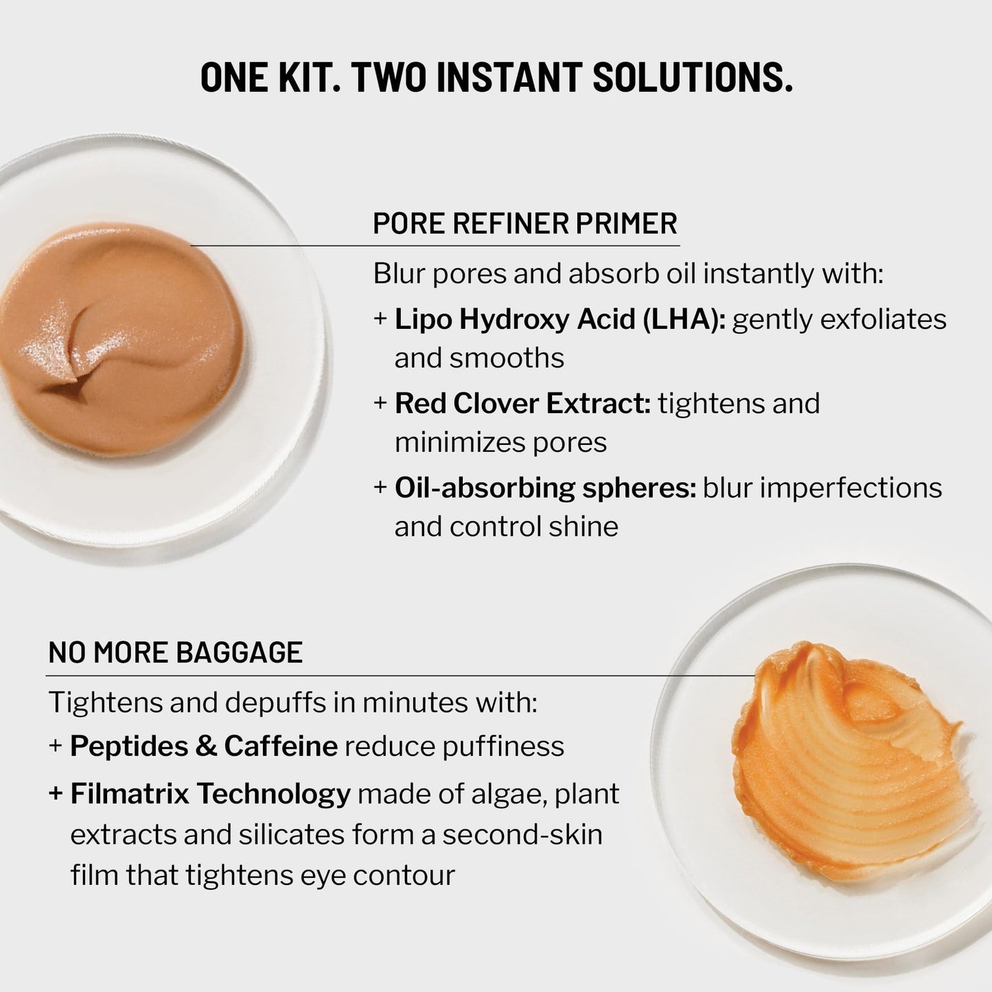 Dr. Brandt Depuffing & Pore Refining Duo — No More Baggage Eye Gel + Pores No More Pore Refiner Primer + Travel Pouch