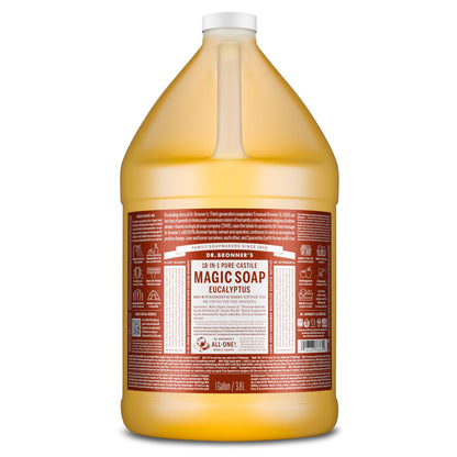 Dr. Bronner's Eucalyptus Pure-Castile Magic Soap Liquid (1 Gallon) – Regenerative Organic Oils, 18-in-1 Uses