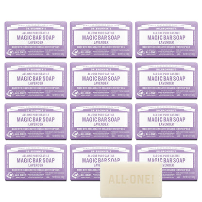 Dr. Bronner's Lavender Pure-Castile Bar Soap | Regenerative Organic Oils, 12-Pack