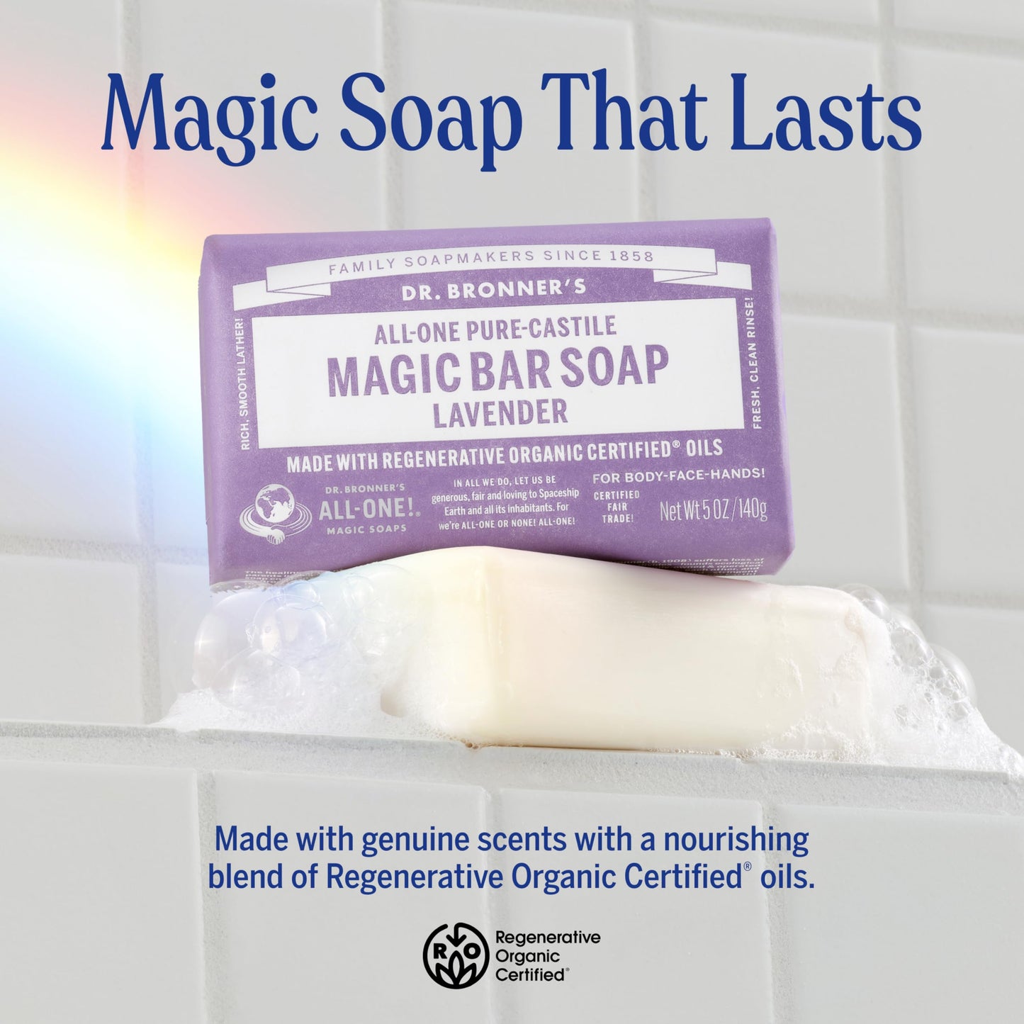 Dr. Bronner's Pure-Castile Magic Bar Soap 3-Pack – Regenerative Organic Oils – Peppermint, Lavender & Unscented