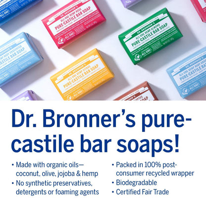 Dr. Bronner's Pure-Castile Magic Bar Soap Variety Pack – 8 x 5 oz, Vegan, Regenerative Organic Oils