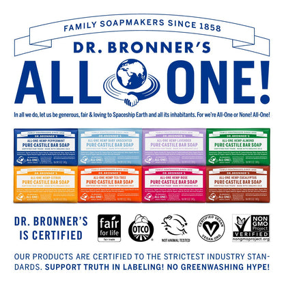 Dr. Bronner's Pure-Castile Magic Bar Soap Variety Pack – 8 x 5 oz, Vegan, Regenerative Organic Oils