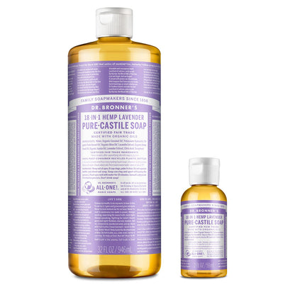 Dr. Bronner's Pure-Castile Lavender Bundle – 32oz + 2oz Travel Bottle