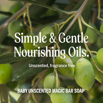 Dr. Bronner's Pure-Castile Magic Bar Soap Baby Unscented – Regenerative Organic Oils, 12-Pack