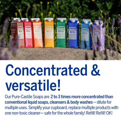 Dr. Bronner's Pure-Castile Soap Refill (32oz) – Regenerative Organic Oils, 86% Less Plastic, Baby Unscented, 18-in-1 Uses