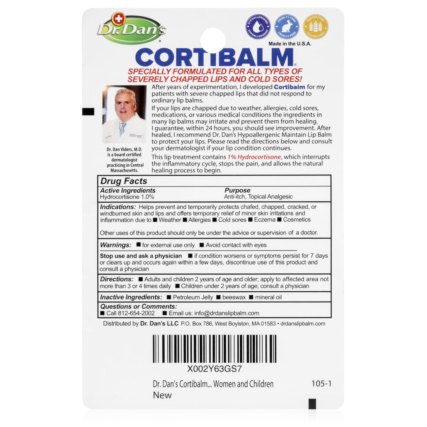 Dr. Dan's Cortibalm-5 Pack | Healing Lip Balm for Severely Chapped Lips