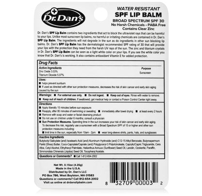 Dr. Dan's SPF 30 Lip Balm – Mineral Based, Hypoallergenic, 3 Pack