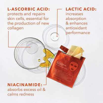 Dr Dennis Gross Vitamin C Lactic Biocellulose Brightening Treatment Mask – 1 Pack