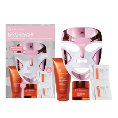 Dr Dennis Gross dpl FaceWare Pro Pink LED Mask Gift Set – Collagen, Brightening & Firming with Cleansing Oil, Dewy Deep Cream & 5 Universal Daily Peels | $592 Value