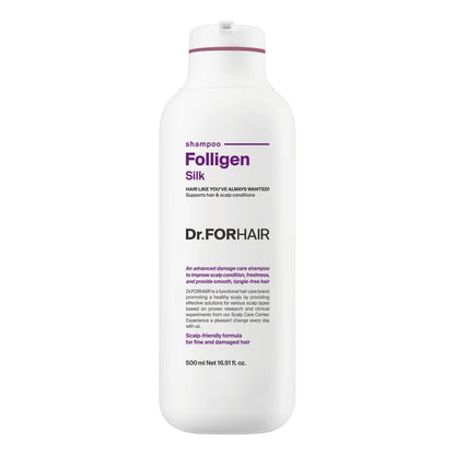 Dr.FORHAIR Folligen Silk Shampoo – Volumizing Korean Haircare for Damage Care, 16.91 oz
