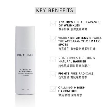 Dr. Grace Ultimate 0.1 Retinol Serum – Gentle Nightly Treatment with Encapsulated Retinol & Vitamin C