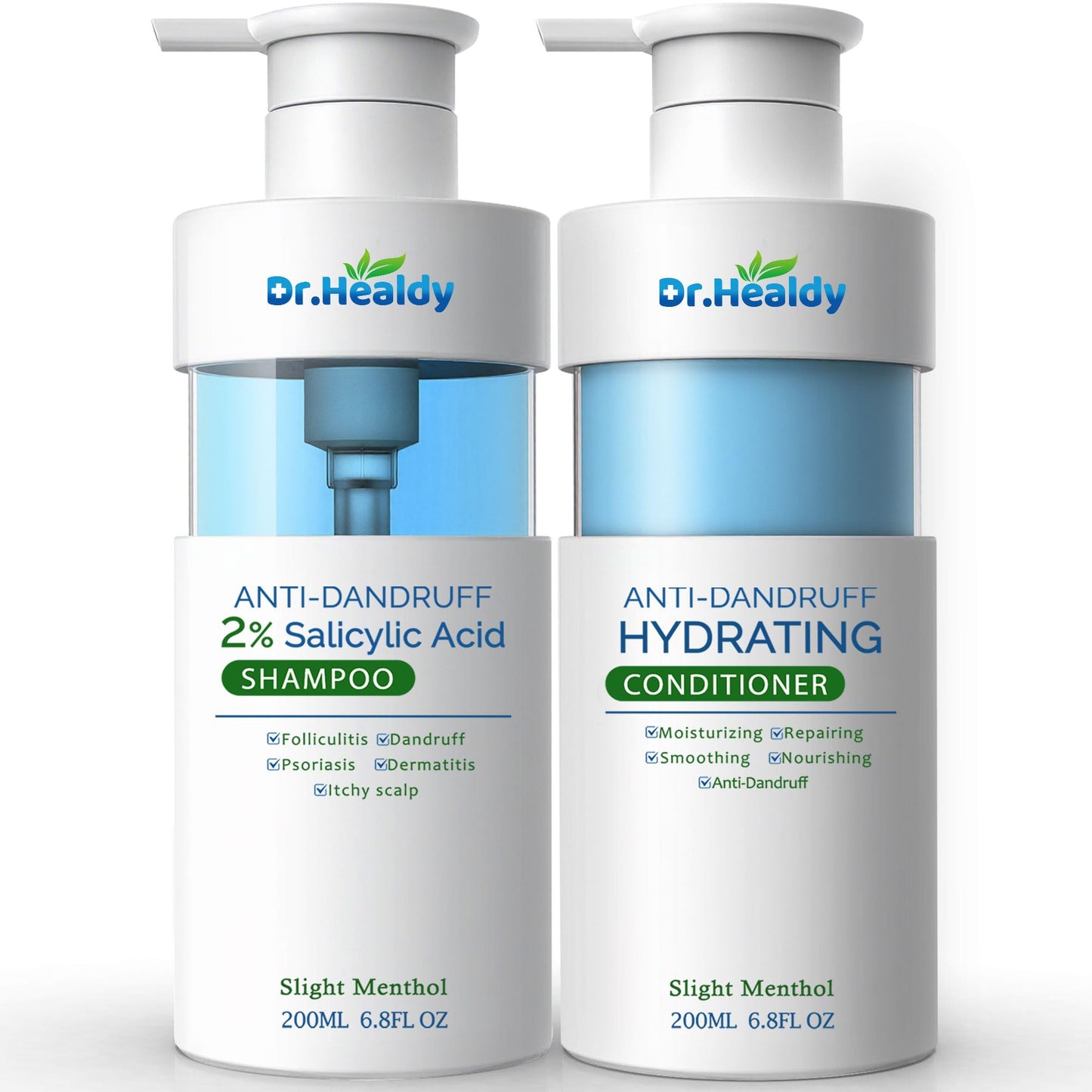 Dr. Healdy Anti-Dandruff Shampoo & Conditioner Set – 2% Salicylic Acid, Sulfate Free (13.6 fl oz x 2)