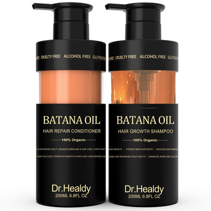 Dr. Healdy Anti-Thinning Batana Oil Shampoo & Deep Moisturizing Conditioner Set – 6.8oz x2