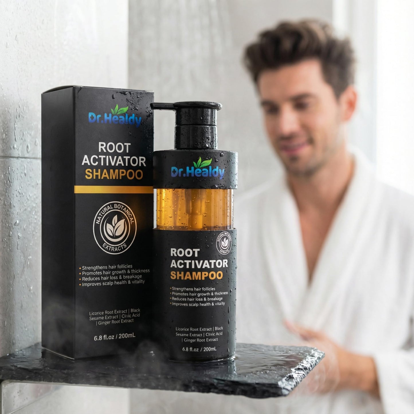 Dr. Healdy Root Activator Shampoo – Hair Growth Support, Sulfate-Free, 6.8 fl oz / 200 mL, For Men & Women