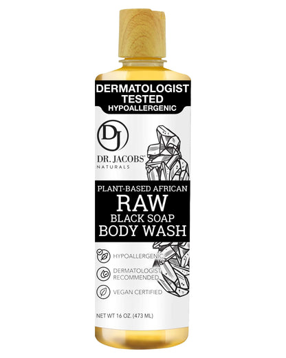 Dr Jacobs Naturals African Black Soap – All-In-One Cleanser with Shea Butter (16 oz)