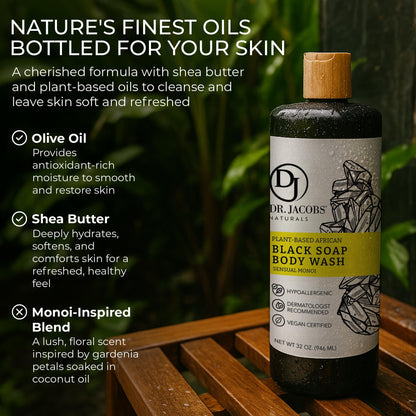 DR.JACOBS NATURALS African Black Soap with Monoi Scent – All-In-One 32oz