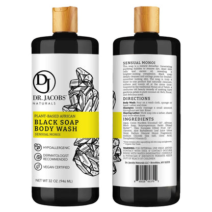 DR.JACOBS NATURALS African Black Soap with Monoi Scent – All-In-One 32oz