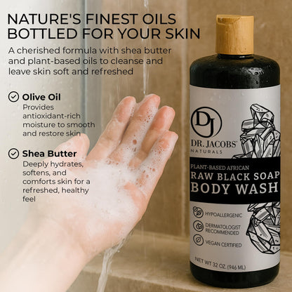 Dr Jacobs Naturals African Black Soap – All-In-One Cleanser with Shea Butter (16 oz)