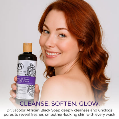 Dr Jacobs Naturals African Black Liquid Soap with Lavender & Sage – All-In-One Cleanser (2pk 16oz)