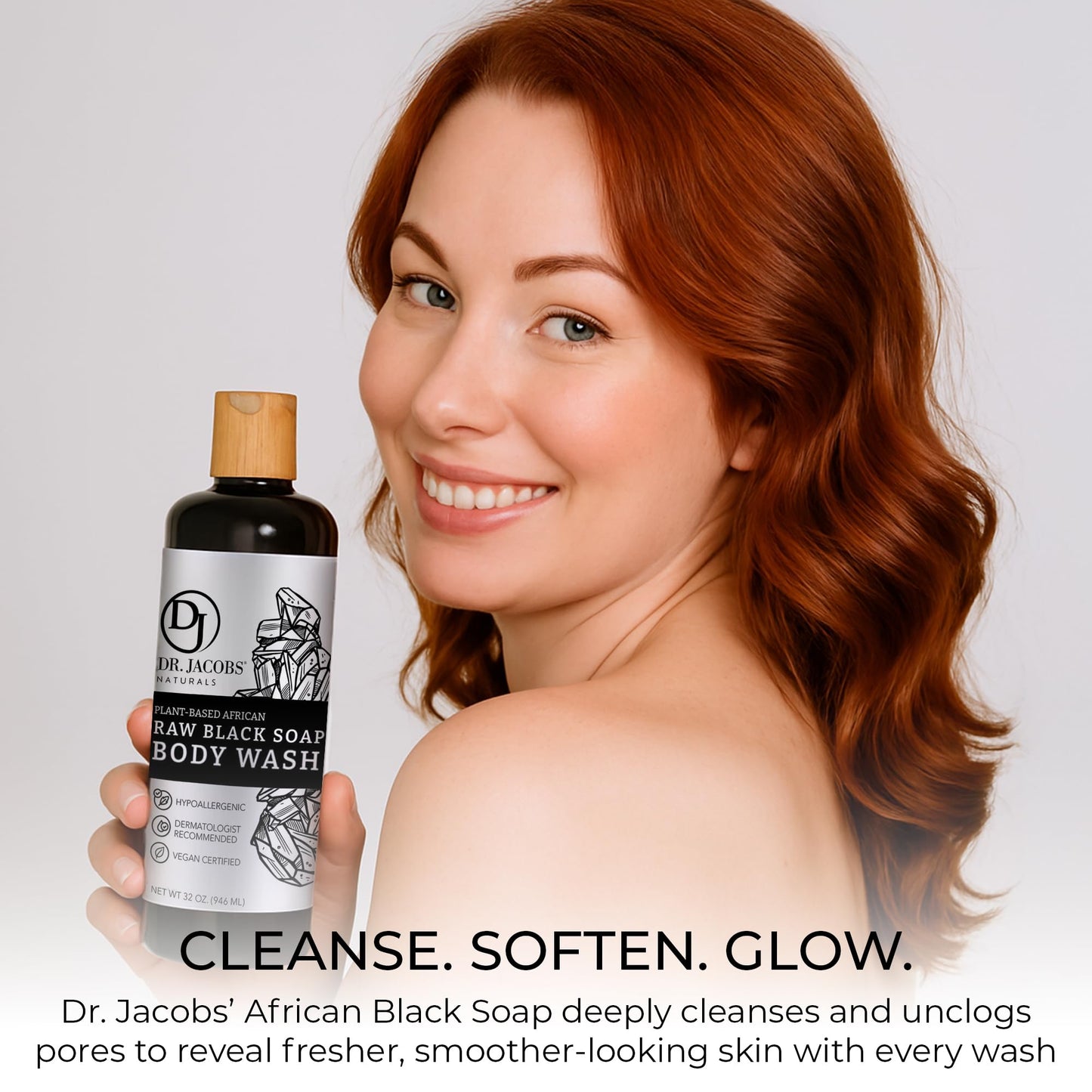 Dr Jacobs Naturals African Black Soap – All-In-One Cleanser with Shea Butter (16 oz)